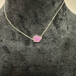 Kendra Scott Theo Raspberry Drusy Gold Chain necklace
